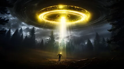 Foto op Canvas Otherworldly Encounter: A Spine-chilling Depiction of Alien Abduction © Nellie