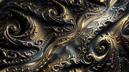 Abstract Black Gold and Silver Pattern Background Generative AI