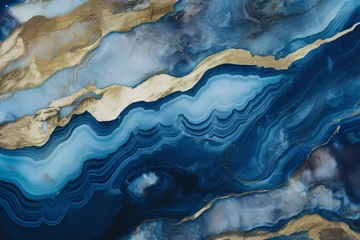 Crédence de cuisine en verre imprimé Cristaux a blue and gold marble