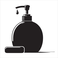 Silhouettes of sanitizer isolated on white background