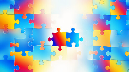 A world Autism awareness day with multi color jigsaw puzzle background