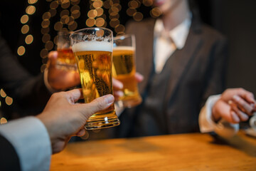 Celebrate whiskey on a friendly party in  restaurant