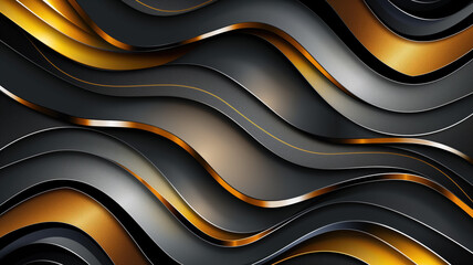 Abstract Black Gold and Silver Pattern Background Generative AI - obrazy, fototapety, plakaty