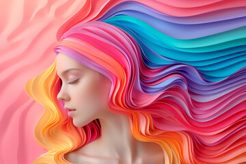 portrait of a woman with rainbow hair. PRIDE LGTB day

