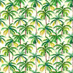 cute watercolor palm seamless background