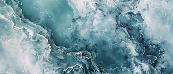This image presents a swirling mix of turquoise and teal shades, creating a marbled fluid art...