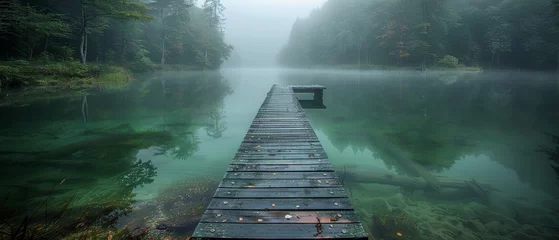 Tuinposter Dock in the Middle of a Body of Water © hakule