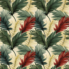Vintage botanical seamless pattern of palm leaves