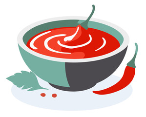 Pikantny ostry sos chili w misce - obrazy, fototapety, plakaty