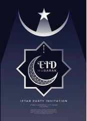 Eid Mubarak Luminescence: Glowing Dark Background Flyer - Vibrant Celebration Design for Festive Events and Greetings, Perfect for Islamic Holidays and Cultural Occasions