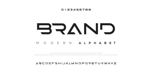 Brand Modern abstract digital alphabet colorful font minimal technology typography creative urban. vector illustration - obrazy, fototapety, plakaty