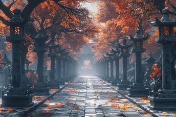  Tree-Lined Walkway With Leaves-Covered Trees © hakule
