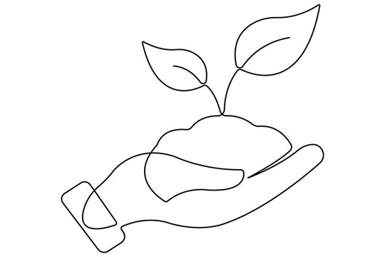 recommend clip art:  Plant growing continuous one line art drawing of outline vector illustration