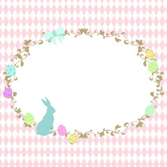 イースター用のかわいいフレーム背景　ピンクダイヤ柄