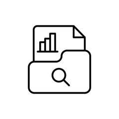 Folder analysis outline icons, minimalist vector illustration ,simple transparent graphic element .Isolated on white background