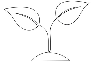 Continuous single line art drawing of plant can be for plants, agriculture, seeds outline vector