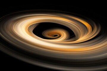 Abstract Swirling Fractal Pattern with Warm Golden Tones on Black Background for Creative Artwork