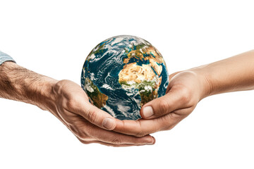 hands holding the globe, isolated, earth day concept