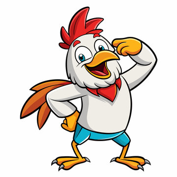 Dabbing Chicken on White Background, Funny Chicken Dab Dance, Cartoon Chicken Character, Dabbing Chicken Vector Illustration, Humorous Chicken Pose