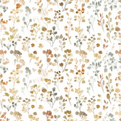 A seamless pattern radiating the warmth of a desert landscape with delicate flora in radiant red and orangeade hues.