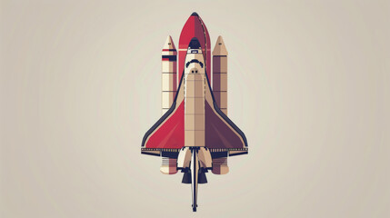 This illustration features a vintage-style space shuttle, poised for ascent against a subtle backdrop, epitomizing the spirit of the International Day of Human Space Flight. - obrazy, fototapety, plakaty