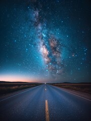 Naklejka premium Road Under a Starlit Sky