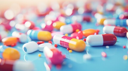 Colorful pharmaceutical pills on a table