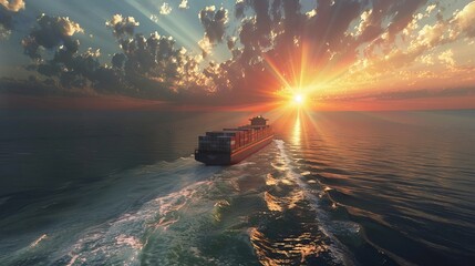 A container ship's itinerary is meticulously designed to maximize fuel economy and reduce needless emissions. - obrazy, fototapety, plakaty