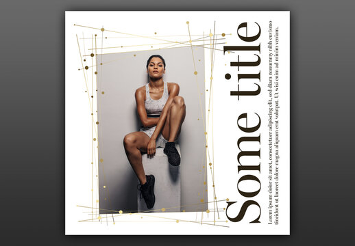 Rectangle frame mask effects with golden stylish elements for instagram and other social media