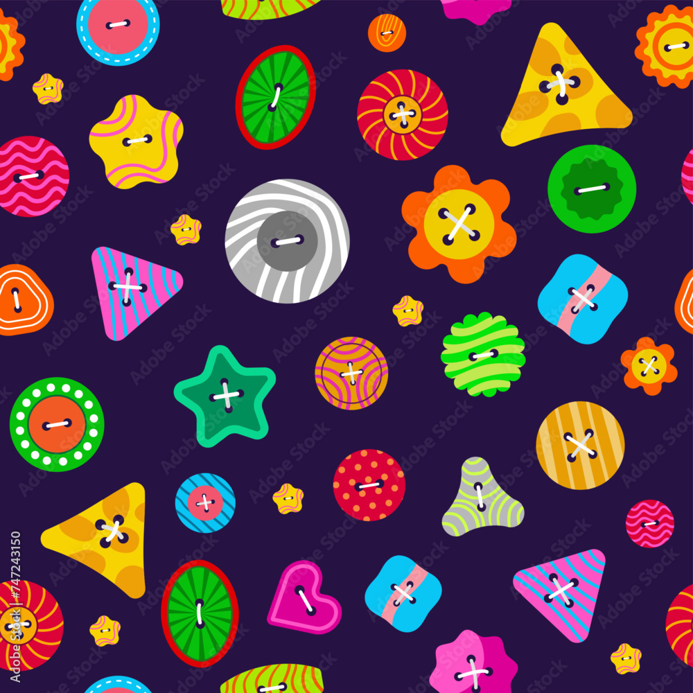 Poster buttons pattern vector seamless background for textile design projects