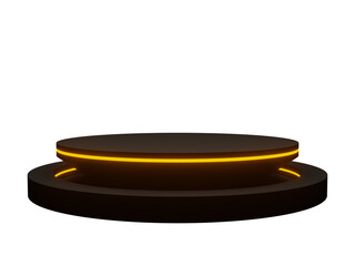 3D black podium with neon lights