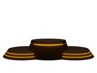 3D black podium with neon lights