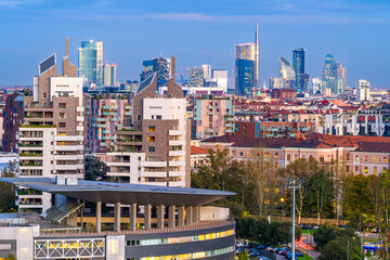 Milan, Italy skyline at Porta Nuova Financial District - 747244548