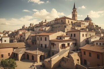 Panoramic view of the old town of Toledo, Spain. - obrazy, fototapety, plakaty