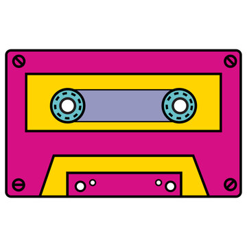 Vintage pop colour audio casette vector icon