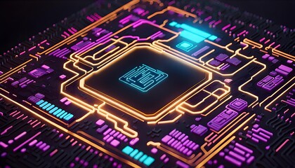 Abstract Visualization of Geometric Lines Motherboard Circuit Board Background Wallpaper
