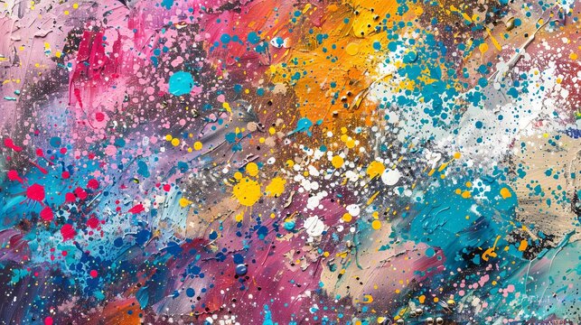 Background texture of abstract grunge art with splashes of color paint
