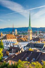 Zurich, Switzerland Cityscape with Church Steeples - 747246114