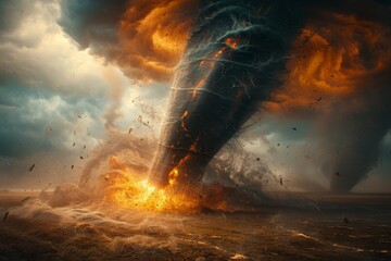 Massive Tornado Emerging From Ocean - obrazy, fototapety, plakaty