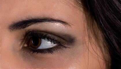 a close up of a woman s eye with makeup on