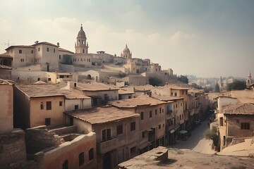 Panoramic view of the old town of Toledo, Spain.