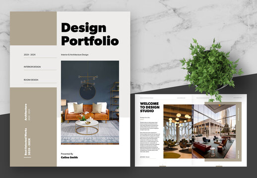Brown And Grey Minimalist Design Portfolio