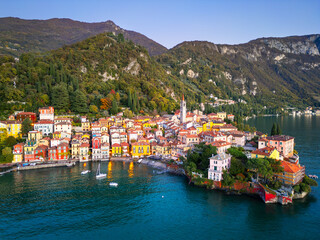Varenna, Italy viewed from above Lake Como - 747249325