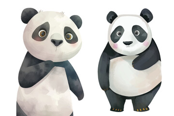 ute panda watercolour vector illustration