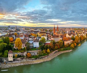 Papier peint photo intissé Basel, Switzerland on the Rhine River in Autumn