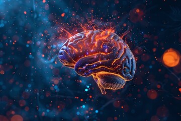 Neural Networks Glow in the Dark A Stunning Visualization of the Human Brain Generative AI - obrazy, fototapety, plakaty