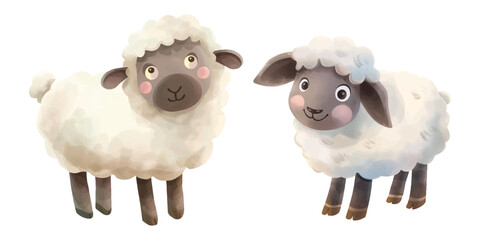 cute sheep watercolour vector illustration