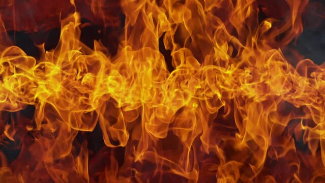 Super Slow Motion Shot of Massive Real Flame Background at 1000fps.