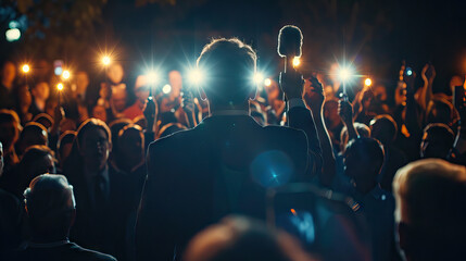 Political Campaign Kickoff: Candidates Launching Their Campaigns with Speeches and Campaign Materials - obrazy, fototapety, plakaty