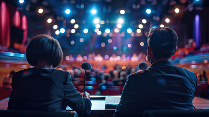 Political Debate Preparation: Candidates Reviewing Notes and Rehearsing Before a Debate